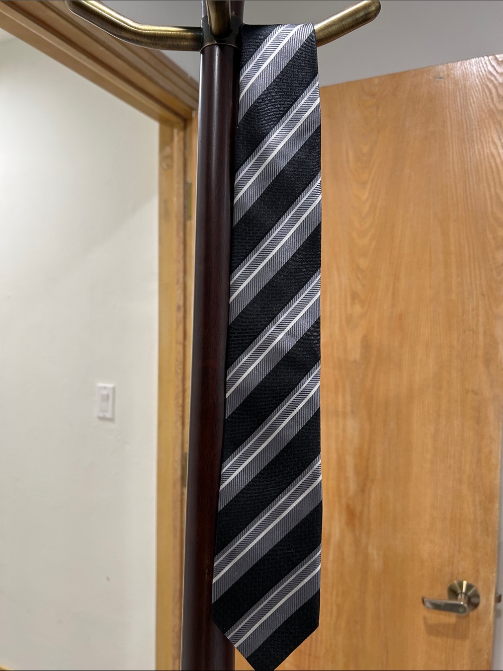Classic Black and Silver Striped Men's Tie